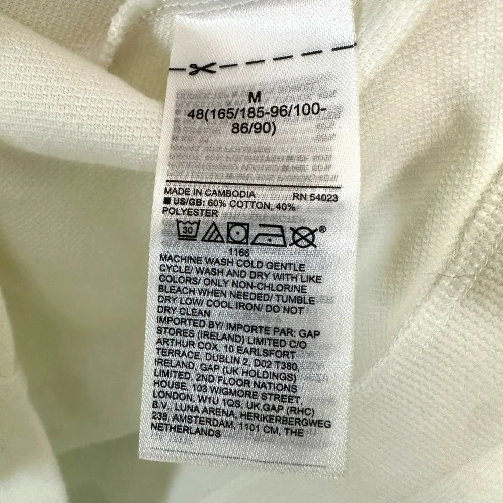 Banana Republic Hoodie Pullover Brushed Waffle Knit M Cotton Blend Thermal Cream